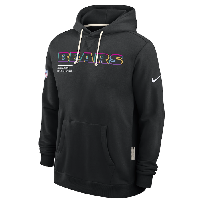 Chicago Bears Black 2025 Crucial Catch Sideline Standard Issue Dri-FIT Hoodie