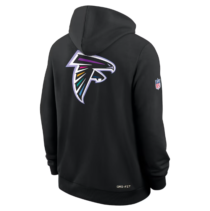 Atlanta Falcons Black 2025 Crucial Catch Sideline Standard Issue Dri-FIT Hoodie
