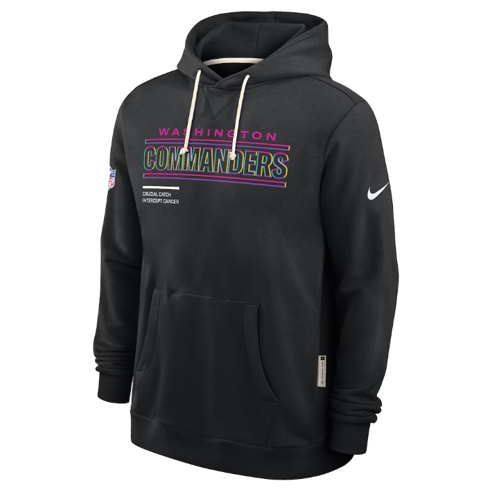 Washington Commanders Black 2025 Crucial Catch Sideline Standard Issue Dri-FIT Hoodie