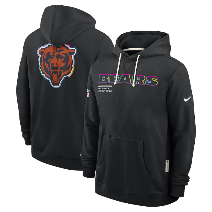 Chicago Bears Black 2025 Crucial Catch Sideline Standard Issue Dri-FIT Hoodie