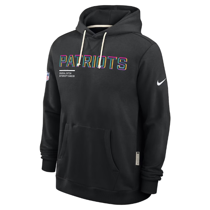 New England Patriots Black 2025 Crucial Catch Sideline Standard Issue Dri-FIT Hoodie