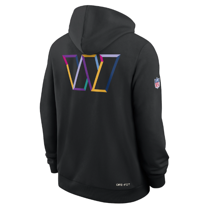 Washington Commanders Black 2025 Crucial Catch Sideline Standard Issue Dri-FIT Hoodie