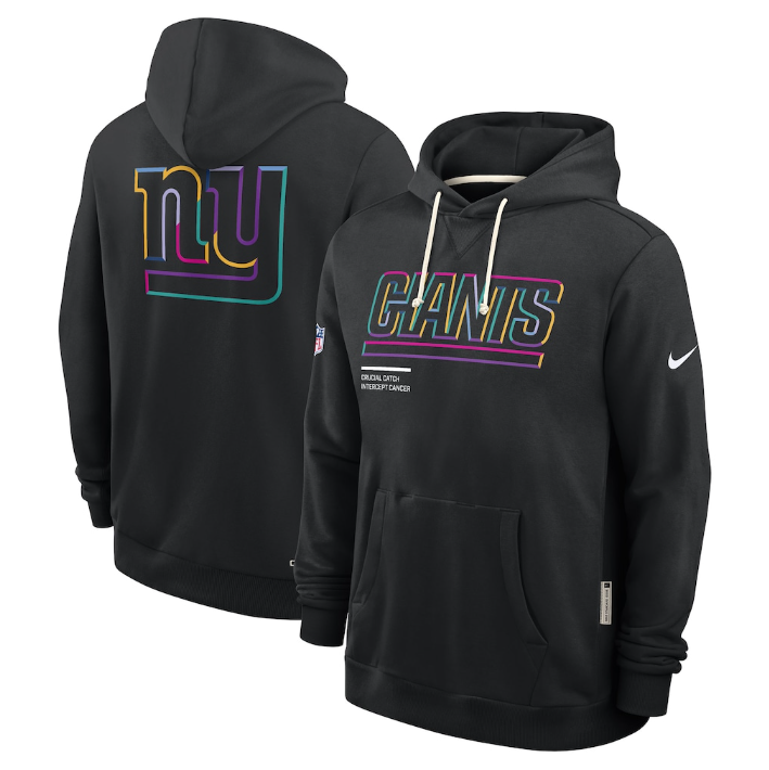 New York Giants Black 2025 Crucial Catch Sideline Standard Issue Dri-FIT Hoodie