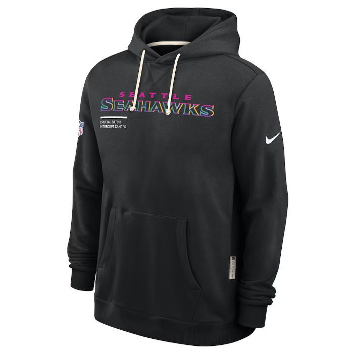 Seattle Seahawks Black 2025 Crucial Catch Sideline Standard Issue Dri-FIT Hoodie