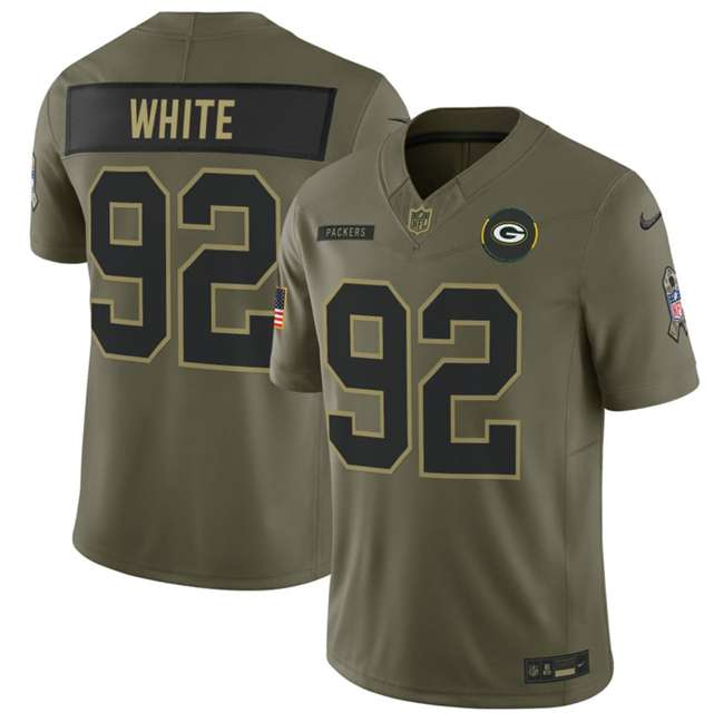 Green Bay Packers #92 Reggie White Olive 2025 FUSE Salute to Service Limited Football Stitched Jersey