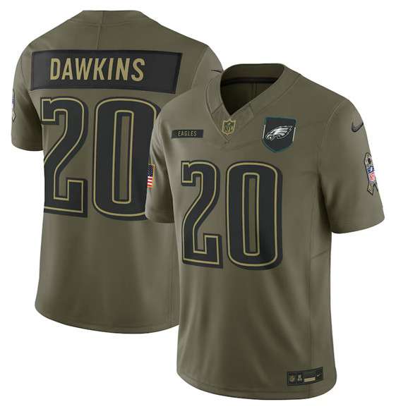 Philadelphia Eagles #20 Brian Dawkins Olive 2025 Salute to Service Limited Football Stitched Jersey