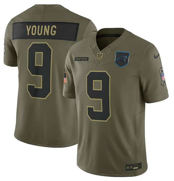 Carolina Panthers #9 Bryce Young Olive 2025 Salute to Service Limited Football Stitched Jersey