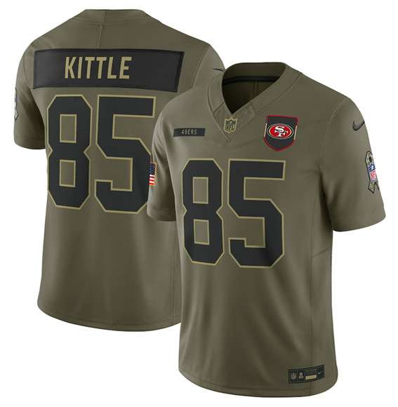 San Francisco 49ers #85 George Kittle Olive 2025 Salute to Service Limited Football Stitched Jersey