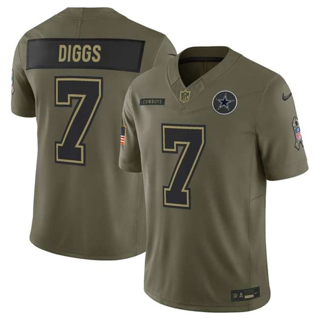 Dallas Cowboys #7 Trevon Diggs Olive 2025 FUSE Salute to Service Limited Football Stitched Jersey