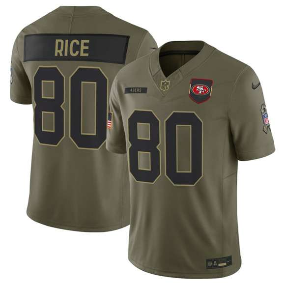 San Francisco 49ers #80 Jerry Rice Olive 2025 Salute to Service Limited Football Stitched Jersey