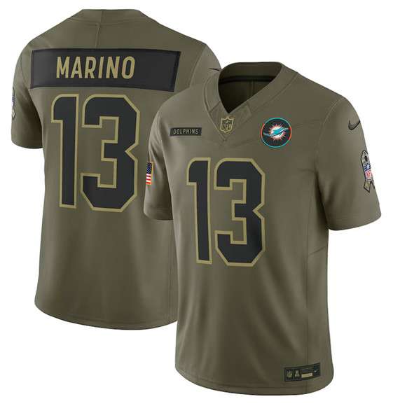 Miami Dolphins #13 Dan Marino Olive 2025 Salute to Service Limited Football Stitched Jersey