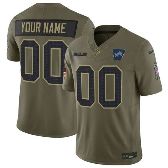 Detroit Lions Active Player Custom Olive 2025 Salute To Service Limited Football Stitched Jersey