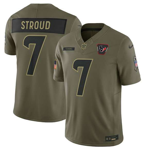 Houston Texans #7 CJ Stroud Olive 2025 Salute to Service Limited Football Stitched Jersey