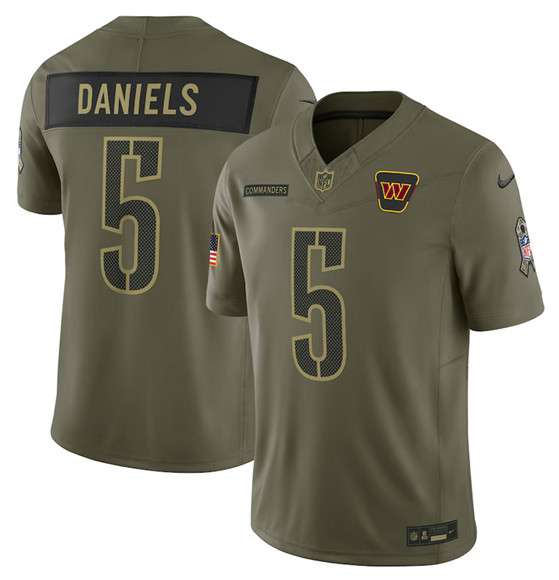 Washington Commanders #5 Jayden Daniels Olive 2025 Salute to Service Limited Football Stitched Jersey