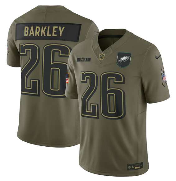 Philadelphia Eagles #26 Saquon Barkley Olive 2025 Salute to Service Limited Football Stitched Jersey
