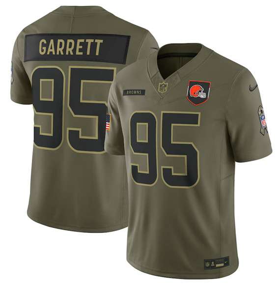 Cleveland Browns #95 Myles Garrett Olive 2025 Salute to Service Limited Football Stitched Jersey