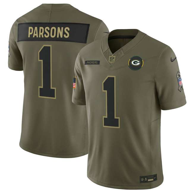 Green Bay Packers #1 Micah Parsons Olive 2025 FUSE Salute to Service Limited Football Stitched Jersey