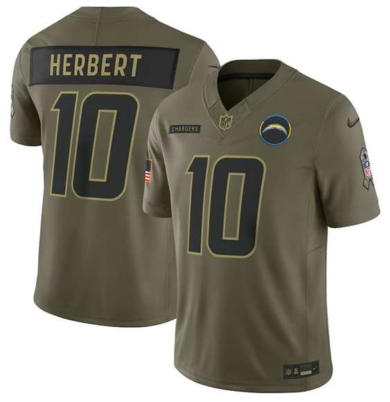 Los Angeles Chargers #10 Justin Herbert Olive 2025 Salute to Service Limited Football Stitched Jersey
