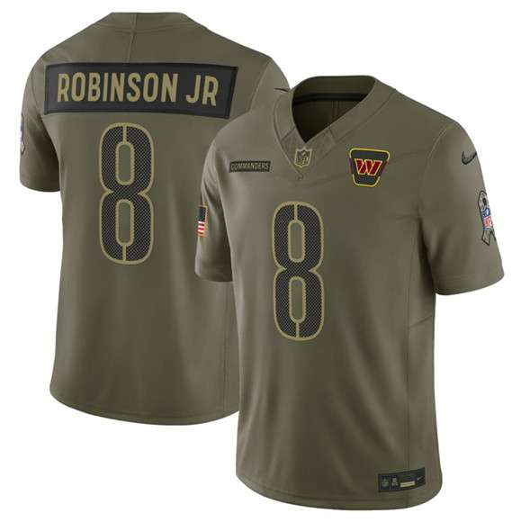 Washington Commanders #8 Brian Robinson Jr Olive 2025 Salute to Service Limited Football Stitched Jersey