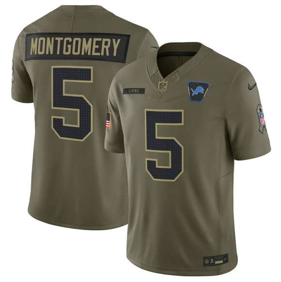 Detroit Lions #5 David Montgomery Olive 2025 FUSE Salute to Service Limited Football Stitched Jersey