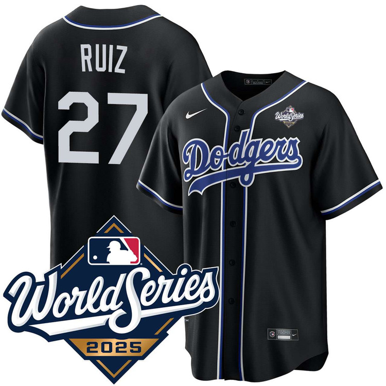 Esteury Ruiz Los Angeles Dodgers Black Lights Out 2025 World Series Jersey