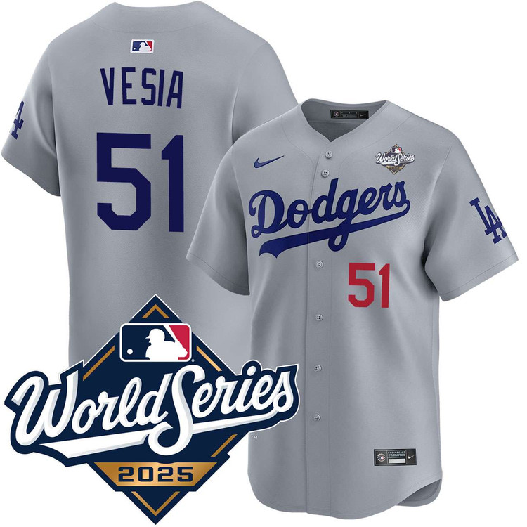 Alex Vesia Los Angeles Dodgers Alternate Road Limited 2025 World Series Jersey