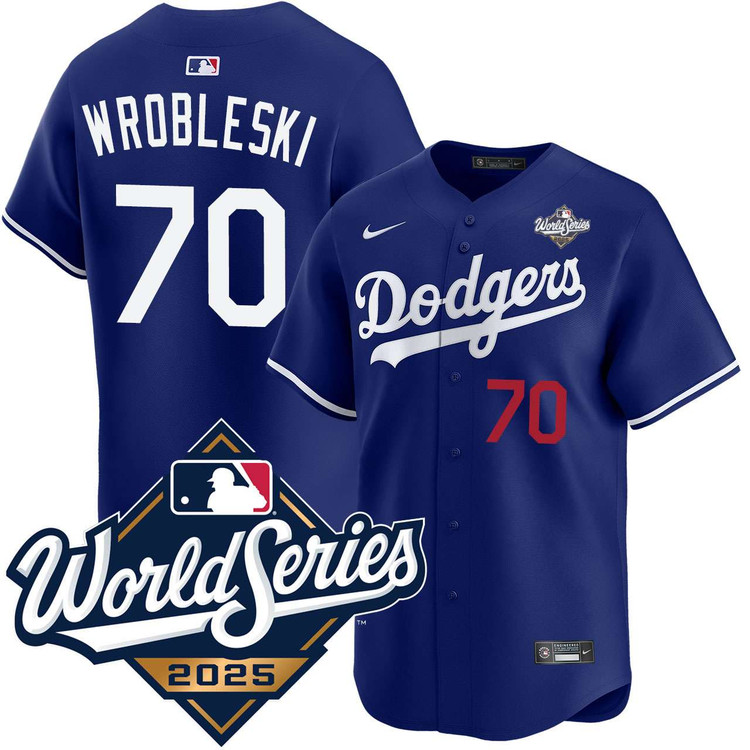 Justin Wrobleski Los Angeles Dodgers Alternate Royal Limited 2025 World Series Jersey