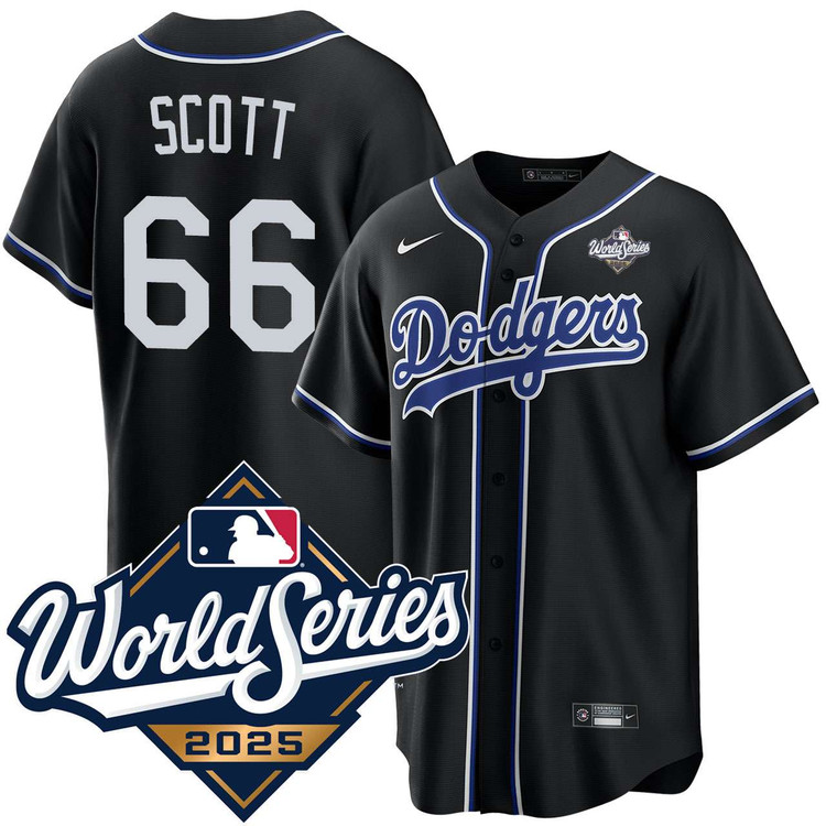 Tanner Scott Los Angeles Dodgers Black Lights Out 2025 World Series Jersey