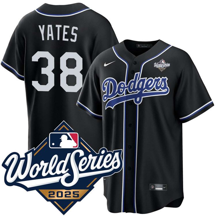 Kirby Yates Los Angeles Dodgers Black Lights Out 2025 World Series Jersey