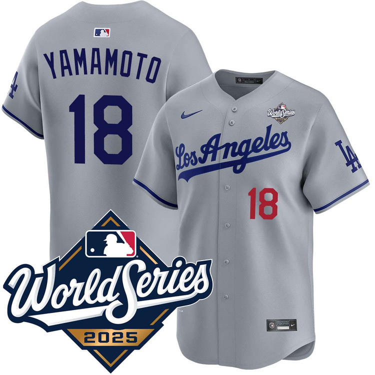 Yoshinobu Yamamoto Los Angeles Dodgers Road Limited 2025 World Series Jersey