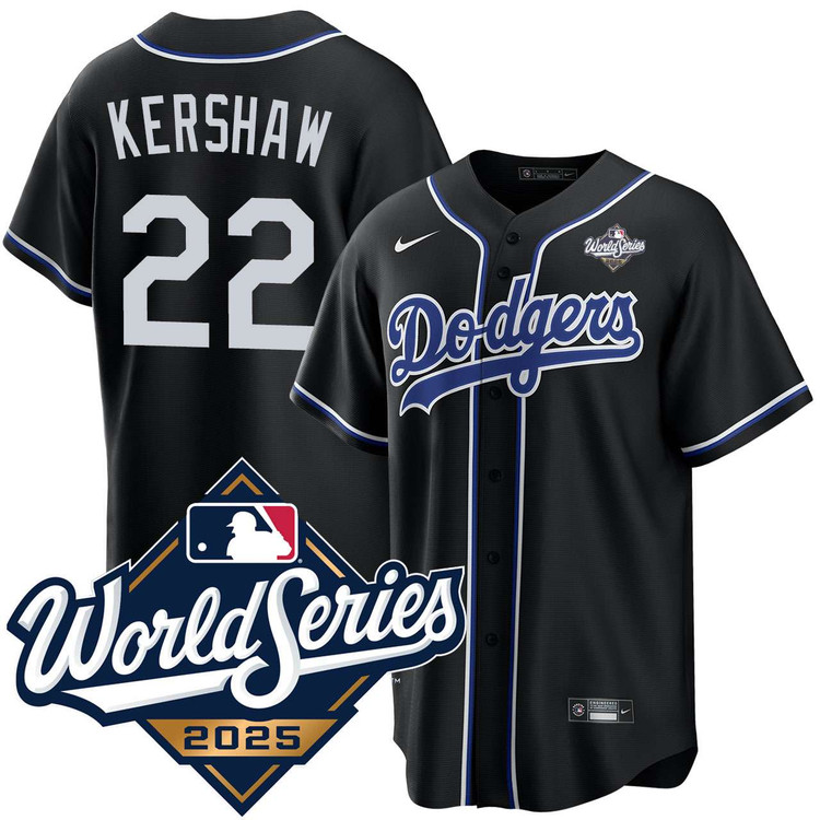 Clayton Kershaw Los Angeles Dodgers Black Lights Out 2025 World Series Jersey