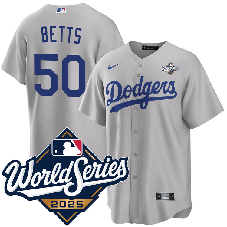 Mookie Betts Los Angeles Dodgers Alternate 2025 Road World Series Jersey
