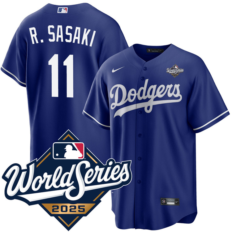 Roki Sasaki Los Angeles Dodgers Royal 2025 Alternate World Series Jersey