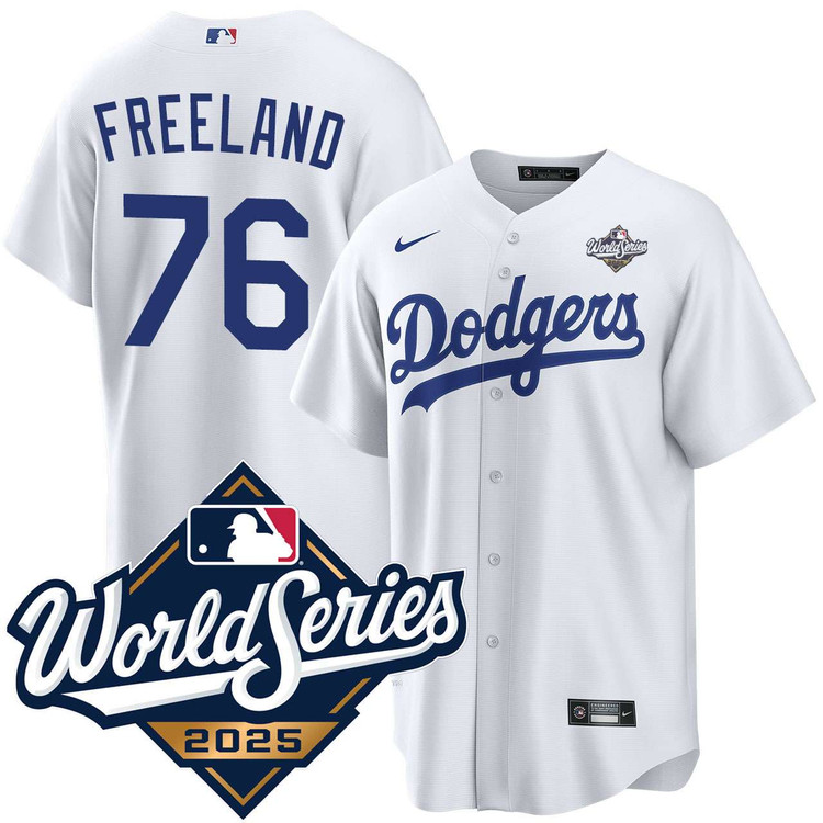 Alex Freeland Los Angeles Dodgers Youth Home 2025 World Series Jersey