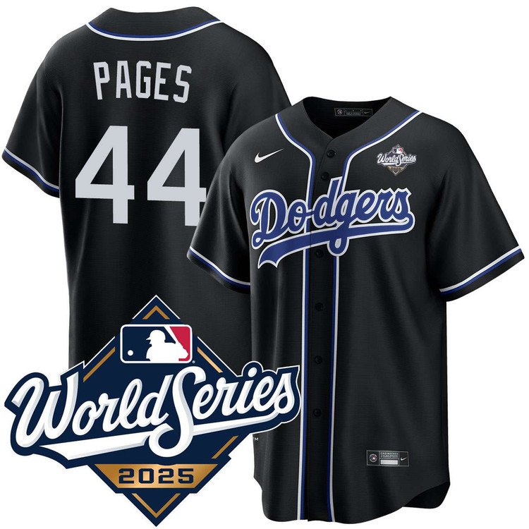 Andy Pages Los Angeles Dodgers Black Lights Out 2025 World Series Jersey