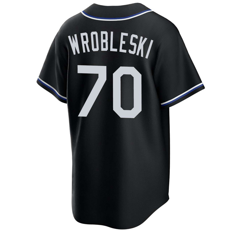 Justin Wrobleski Los Angeles Dodgers Black Lights Out 2025 World Series Jersey