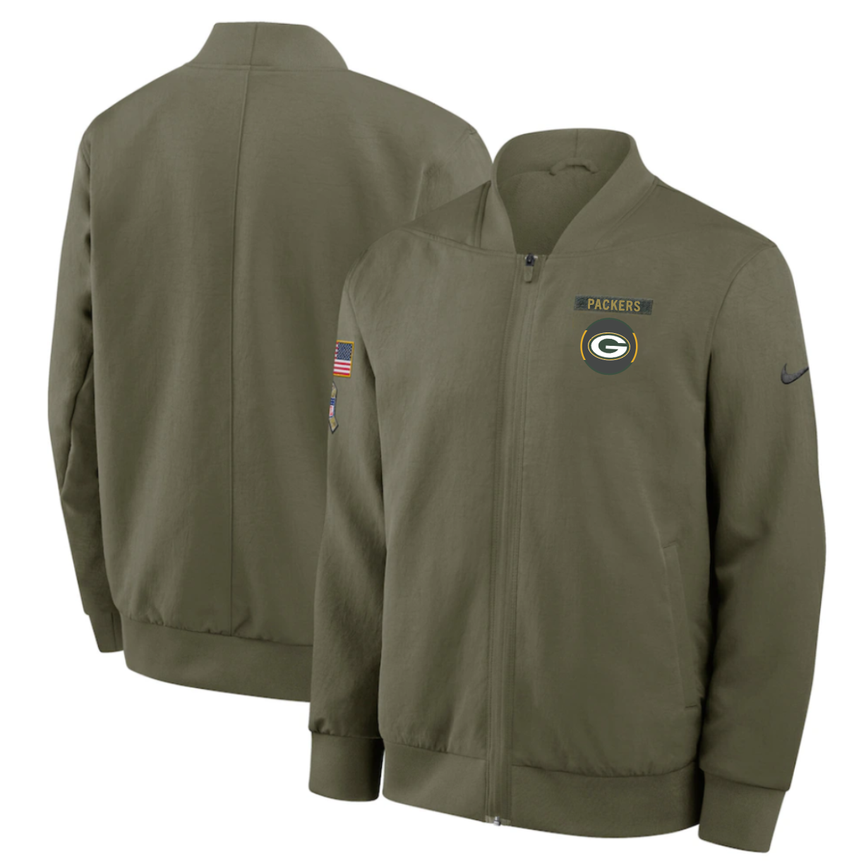 Green Bay Packers 2025 Salute To Service Unstoppable Force Bomber Jacket - Mens