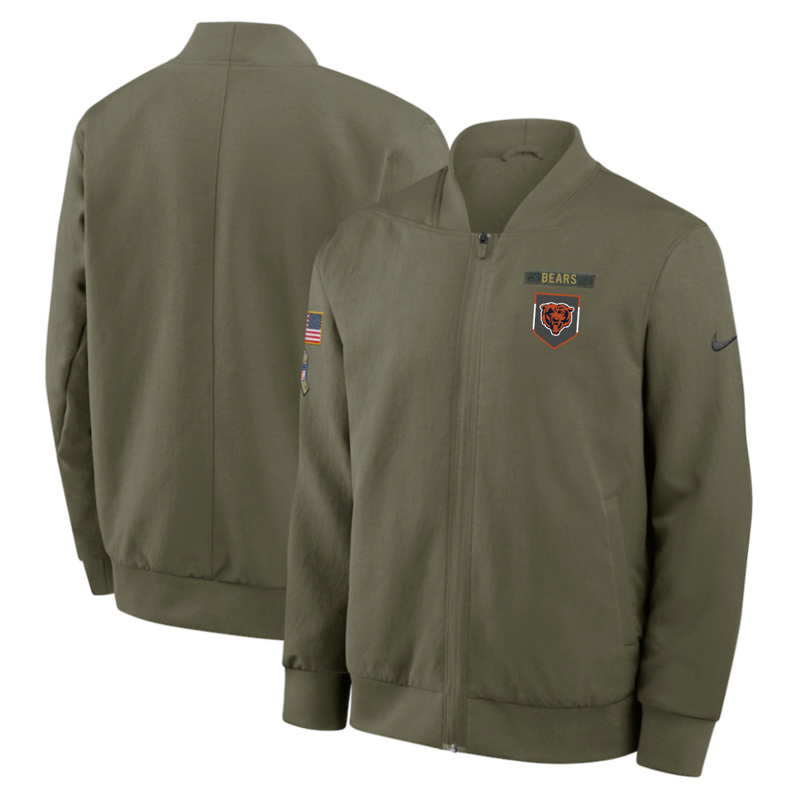 Chicago Bears 2025 Salute To Service Unstoppable Force Bomber Jacket - Mens