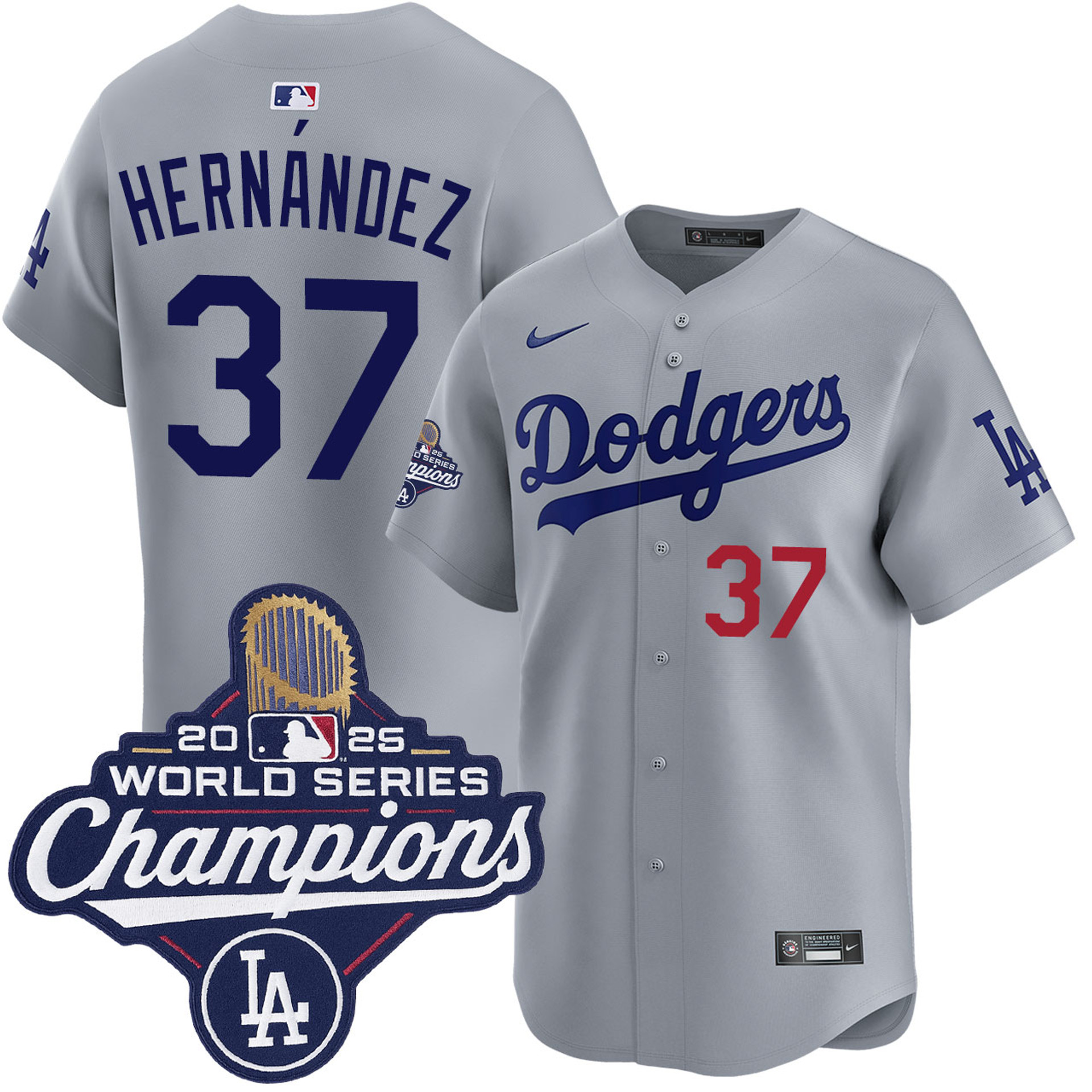 Teoscar Hernandez Los Angeles Dodgers Alternate Road Limited 2025 World Series Champions Jersey