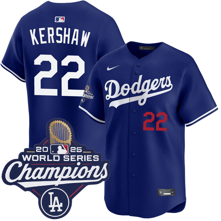 Clayton Kershaw Los Angeles Dodgers Alternate Royal Limited 2025 World Series Champions Jerse