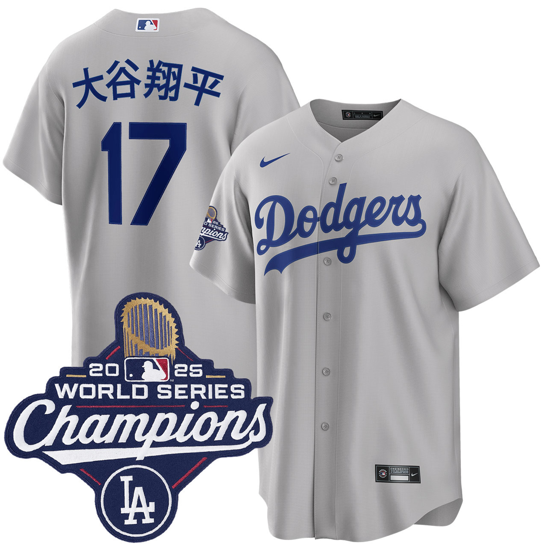 Shohei Ohtani Kanji Los Angeles Dodgers Alternate 2025 Road World Series Champions Jersey