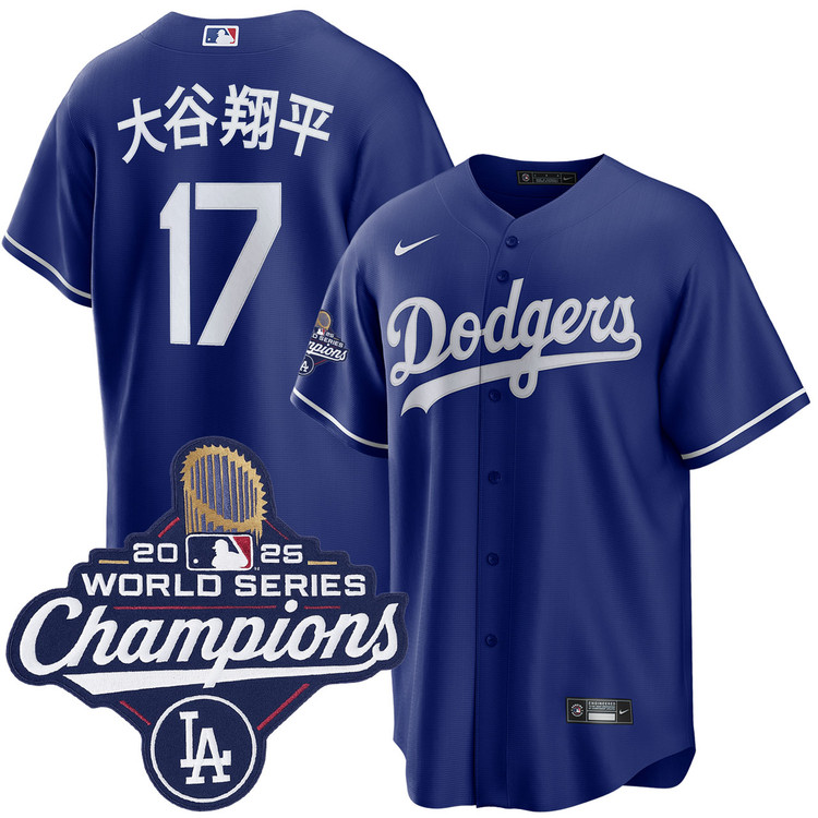 Shohei Ohtani Kanji Los Angeles Dodgers Royal 2025 Alternate World Series Champions Jersey