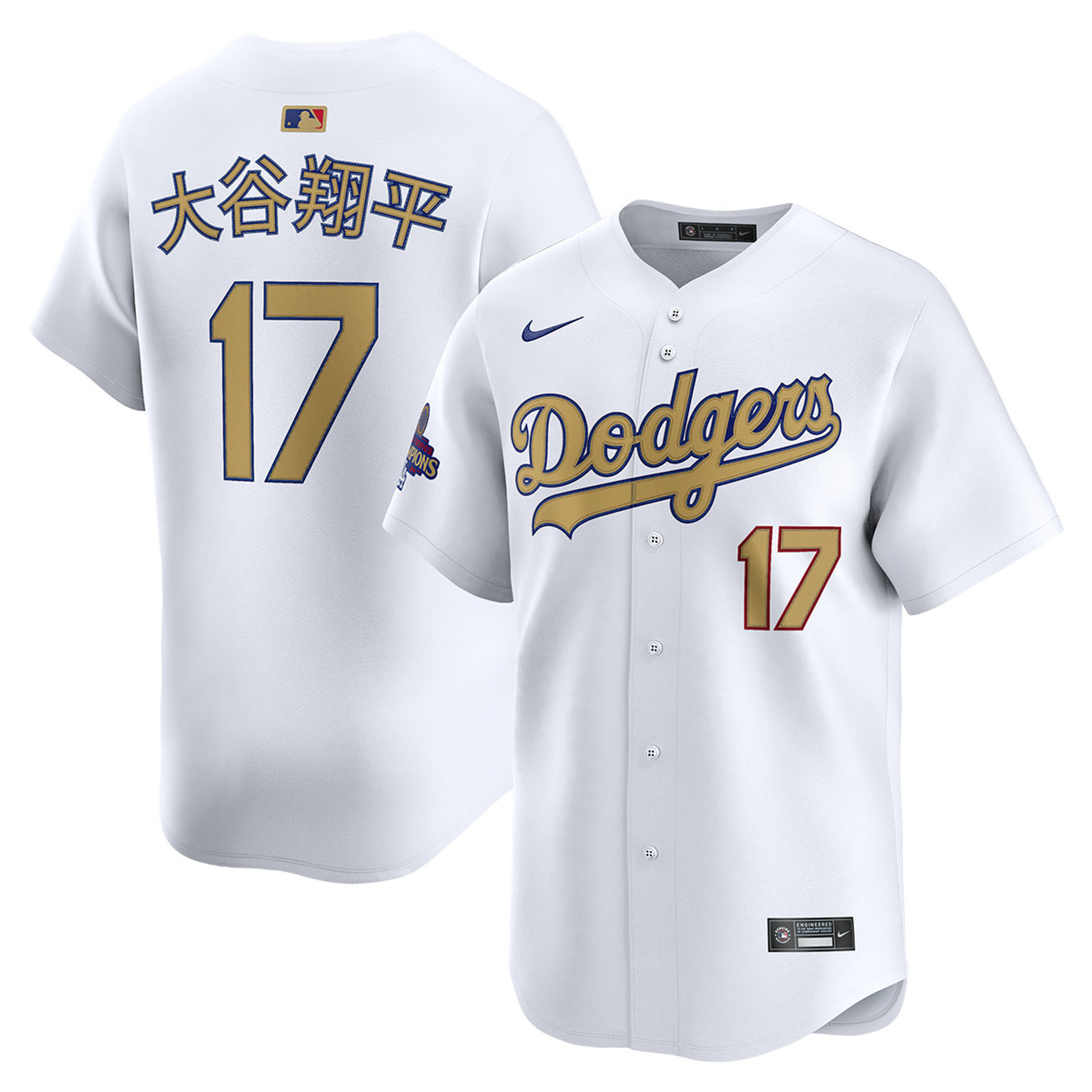 FREE SHIPPING Shohei Ohtani Kanji Los Angeles Dodgers Home 2025 Gold Collection Limited Jersey