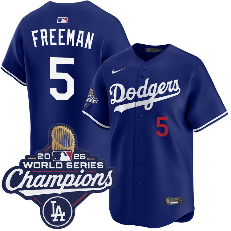 Freddie Freeman Los Angeles Dodgers Alternate Royal Limited 2025 World Series Champions Jersey
