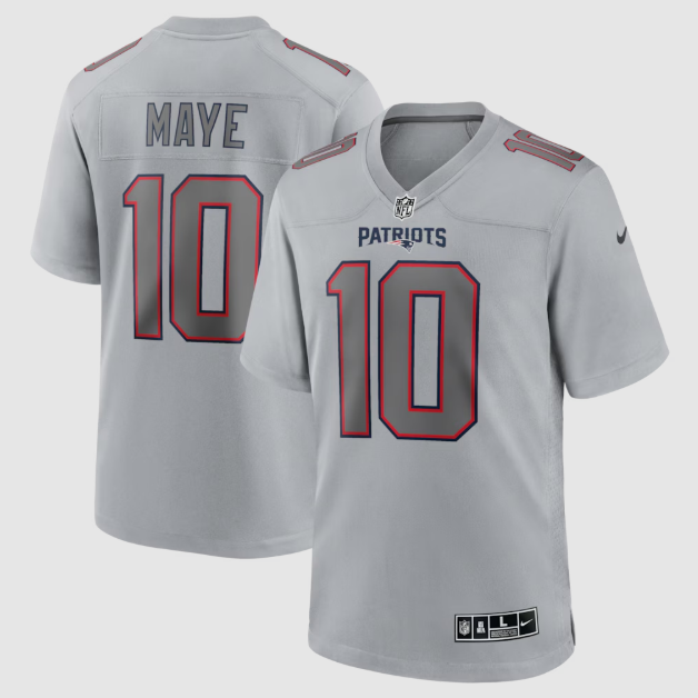 New England Patriots Drake Maye Gray Atmosphere Fashion Jersey
