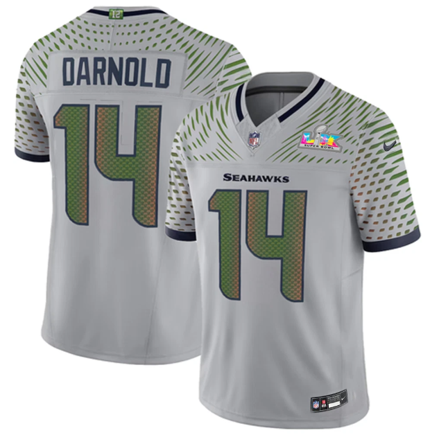 Seattle Seahawks Sam Darnold Super Bowl LX Patch Rivalries Vapor Limited Grey Jersey