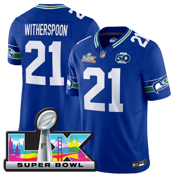 Seattle Seahawks Devon Witherspoon Super Bowl LX Patch Royal Jersey