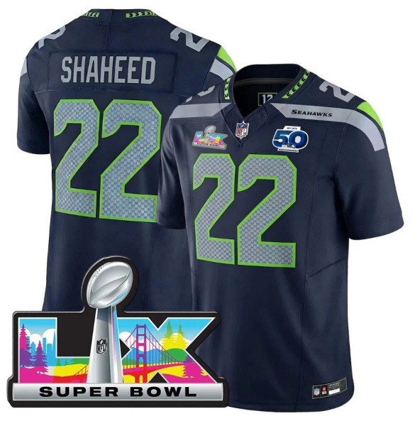 Seattle Seahawks Rashid Shaheed Super Bowl LX Blue Jersey
