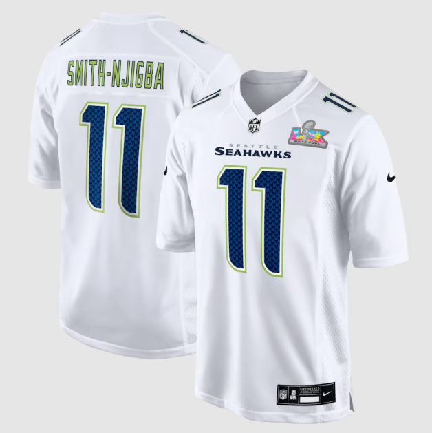 Seattle Seahawks Jaxon Smith-Njigba White Super Bowl LX Patch Tundra Game Jersey
