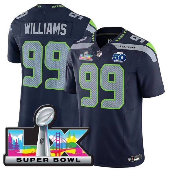 Seattle Seahawks Leonard Williams 2026 Super Bowl LX Blue Jersey